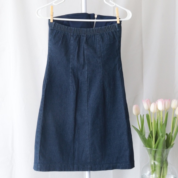 COPY - DENIM ZIPPER STRAPLESS DRESS - Picture 2 of 4